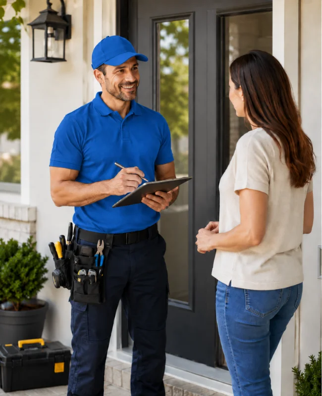 An insured handyman carrying out a repair inside a home