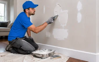 Repaired and repainted drywall with no visible seam