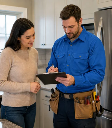 An insured handyman arriving at a customer property with tools